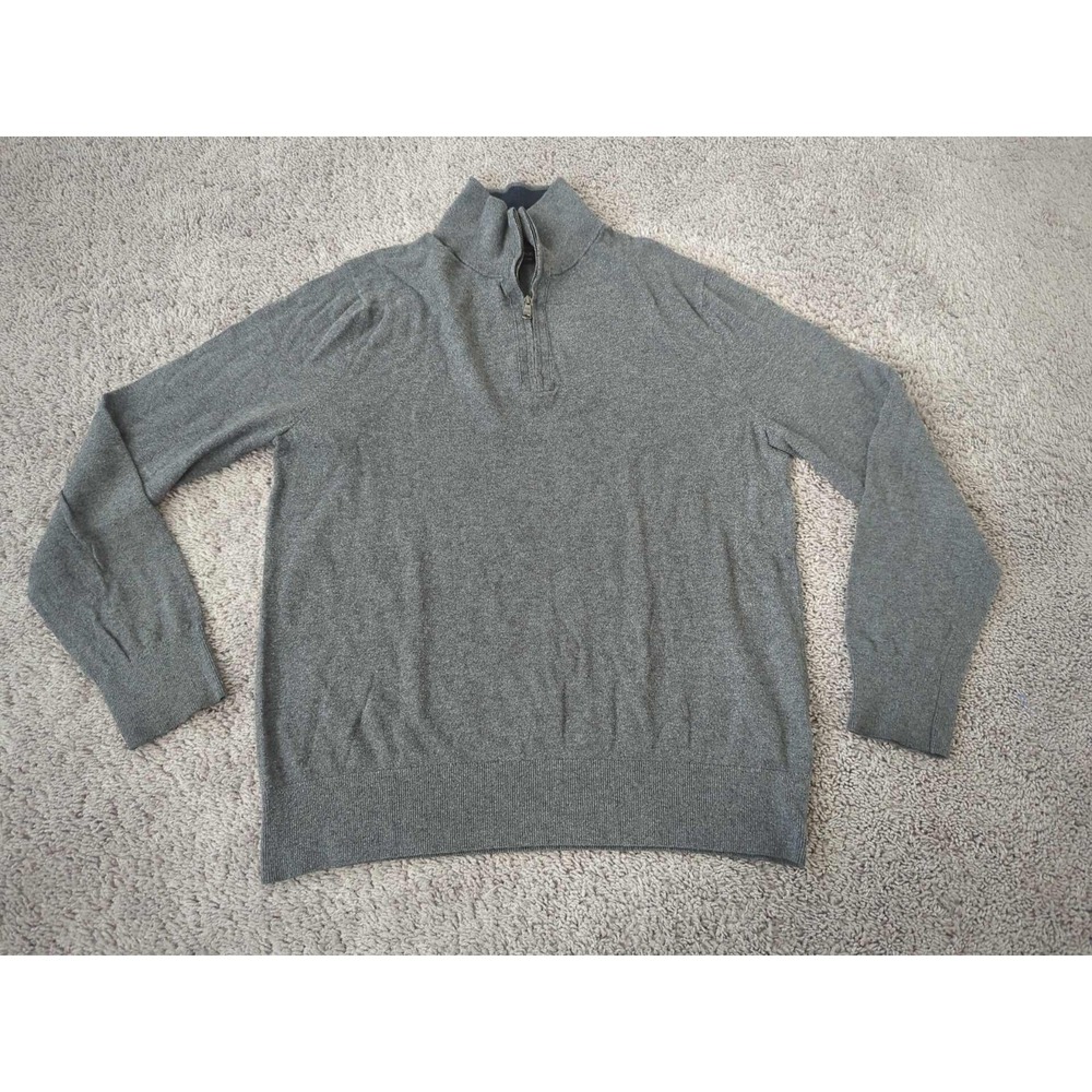Banana Republic Sweater Mens L Gray 1/4 Zip Pullover Long Sleeve Luxe Collection